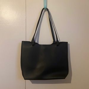 Medium Black Pleather Tote